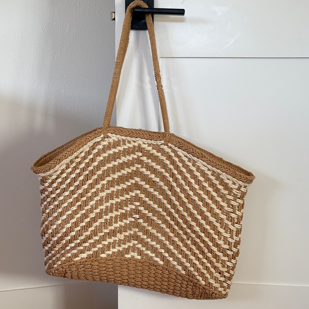 Neutral Woven Chevron Tote